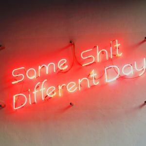 Red Neon Sign Displaying A Humorous Quote, Perfect For Modern Interiors And Unique Decor