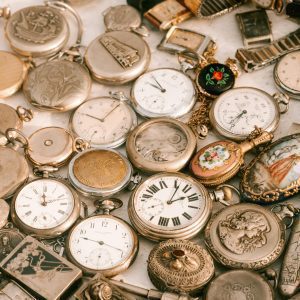 Close Up Of An Antique Watch Collection Displayed At A Market In Sofia, Bulgaria.