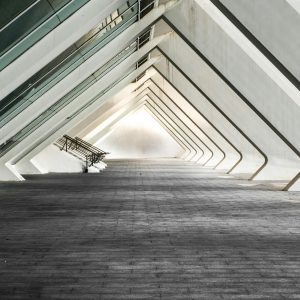 Explore A Sleek And Contemporary Architectural Hallway With Futuristic Design.