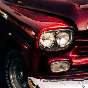 Close Up Of A Vintage Red Truck In Puebla, Showcasing Its Iconic Design And Retro Charm.