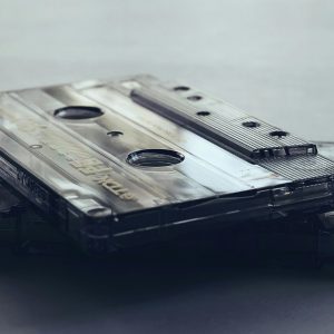 Close Up Of Classic Cassette Tapes Evokes Nostalgia For Analog Music Era.