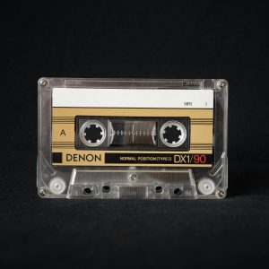 Close Up Of A Retro Cassette Tape Showcasing Nostalgic Analog Music Technology.